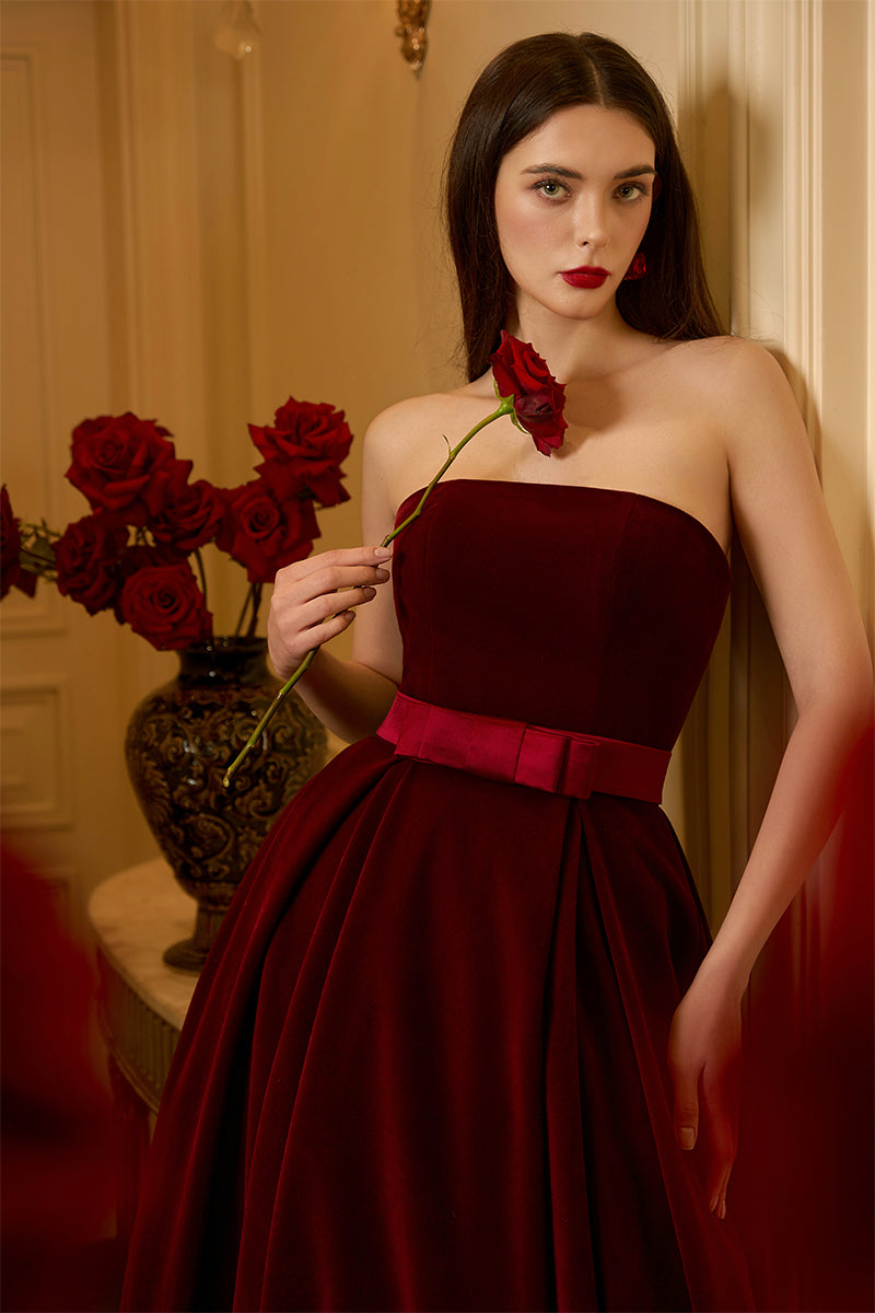 Burstier Pleated A-line Gown