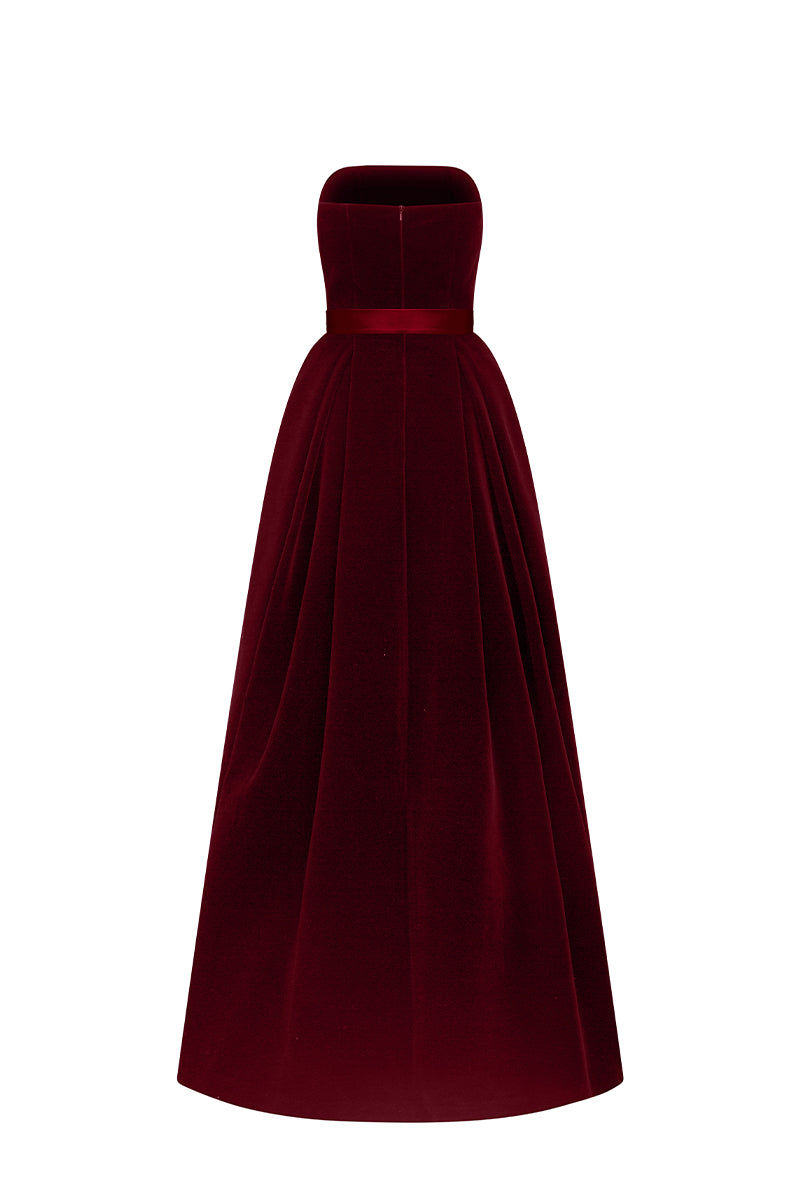 Bustier Pleated A-line Gown