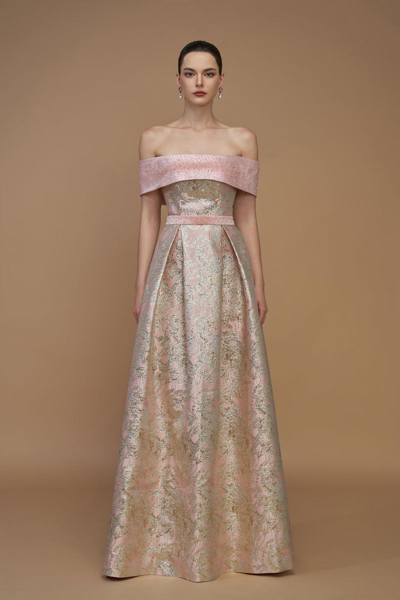 Bustier A-Line Gown In Light Pink