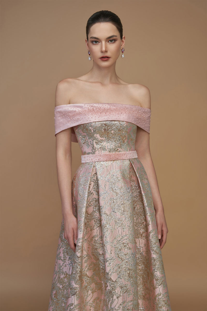 Bustier A-Line Gown In Light Pink