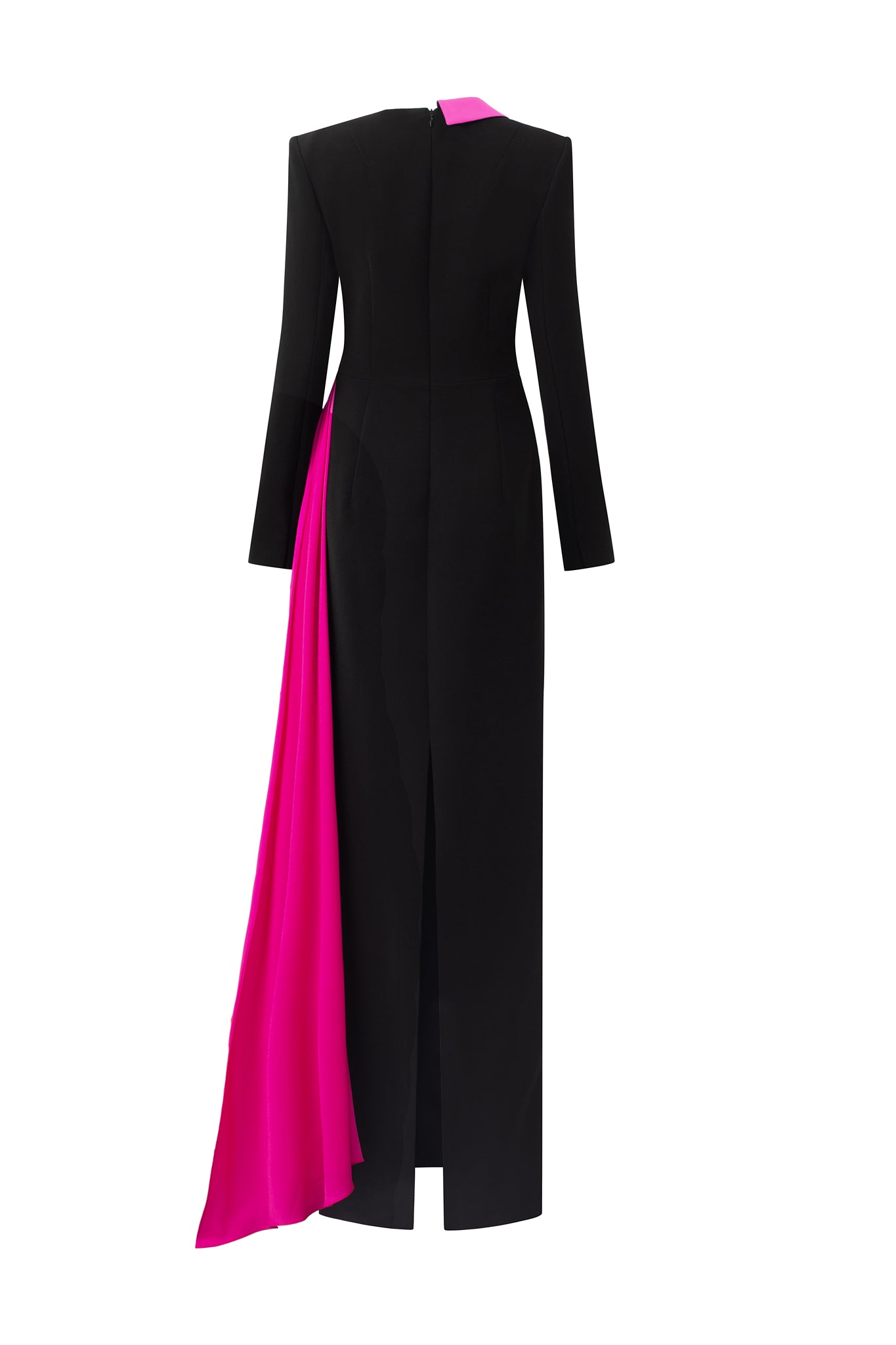 Column Evening Gown With One Peak Lapel Collar And Side-Attached Ribbon