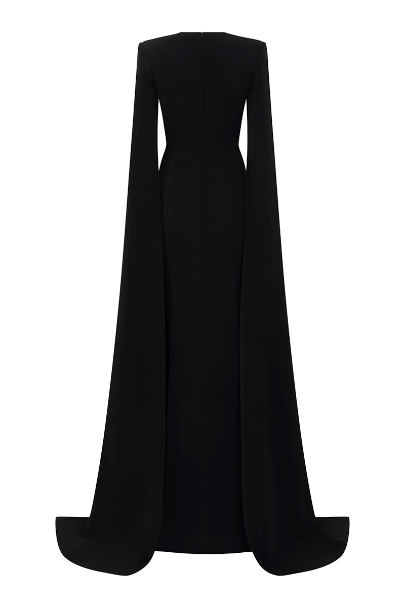 Mermaid Evening Gown With Round Neckline And Floor-Length Slit Sleeves