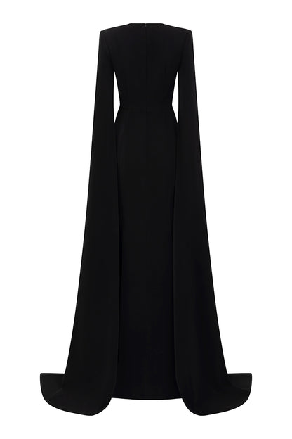 Mermaid Evening Gown With Round Neckline And Floor-Length Slit Sleeves