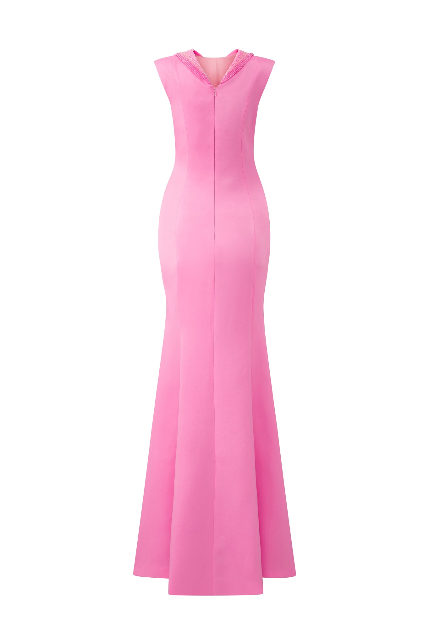 Mermaid Evening Gown With Bertha Collar And Sleeveless