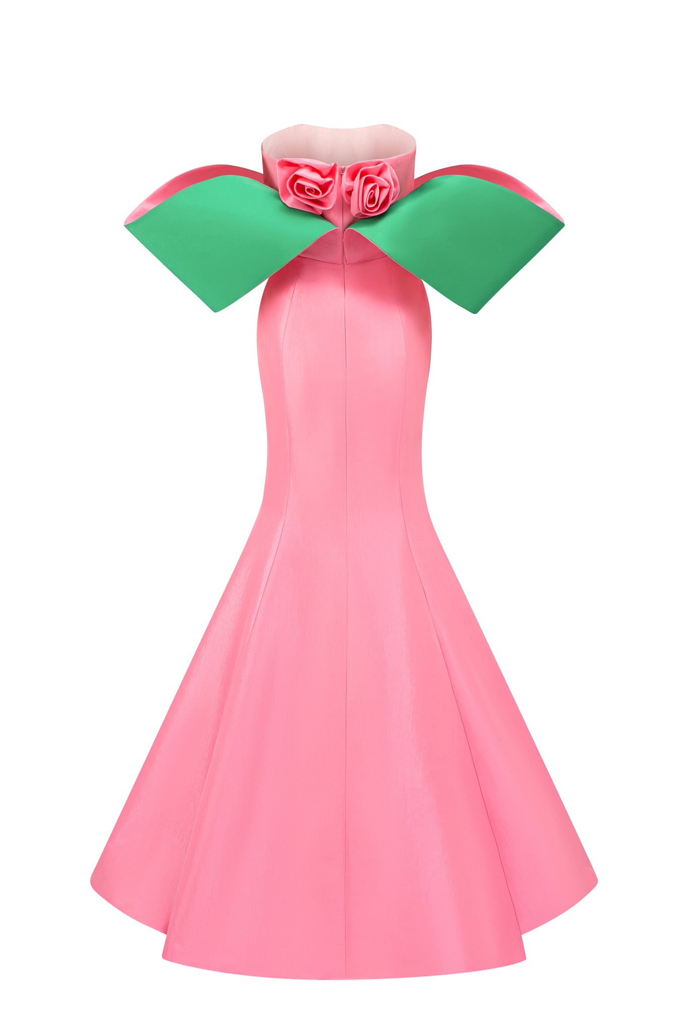 Mermaid Evening Gown With Off-Shoulder Pads And Attached Draped Rose