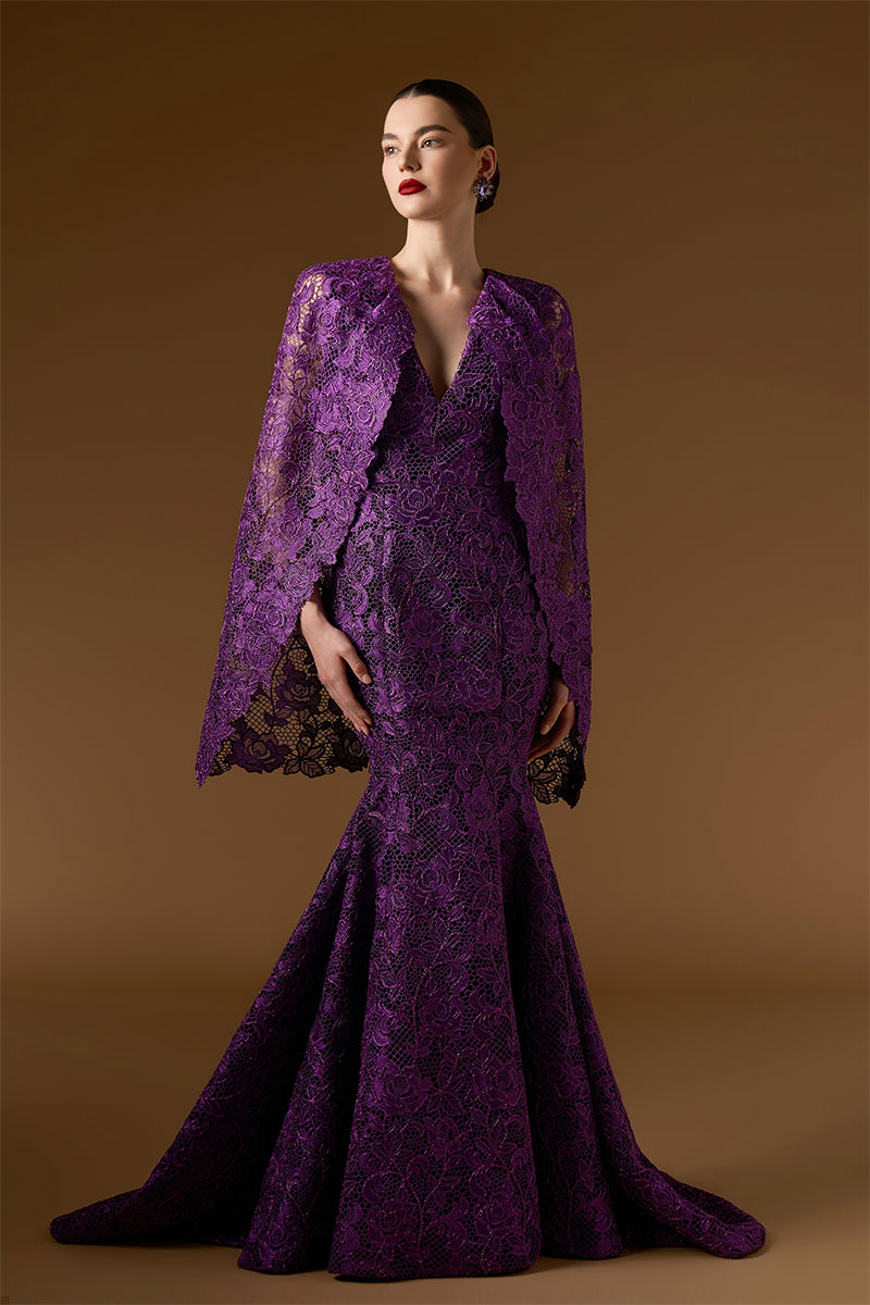 Mermaid Gown With Cape Sleeves