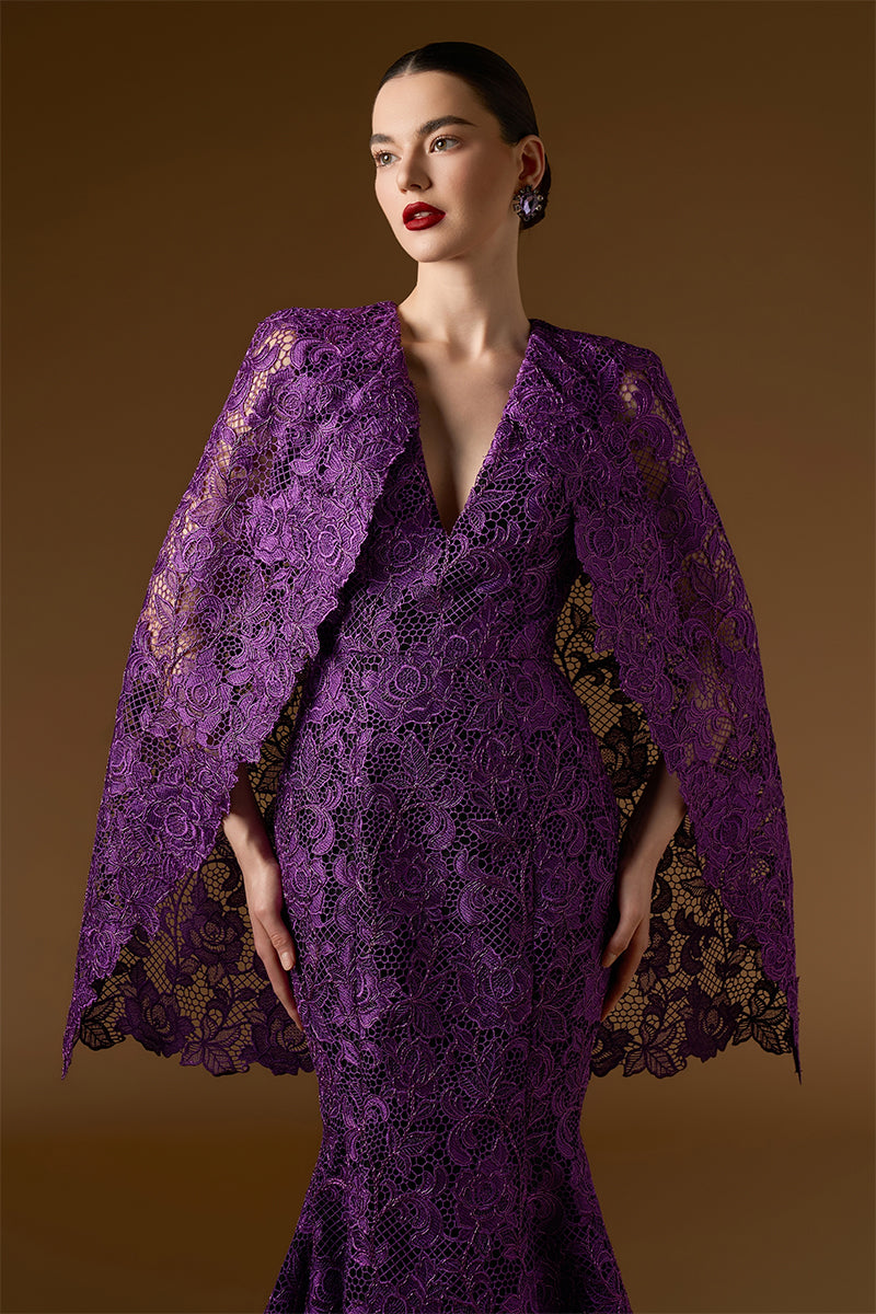 Mermaid Gown With Cape Sleeves