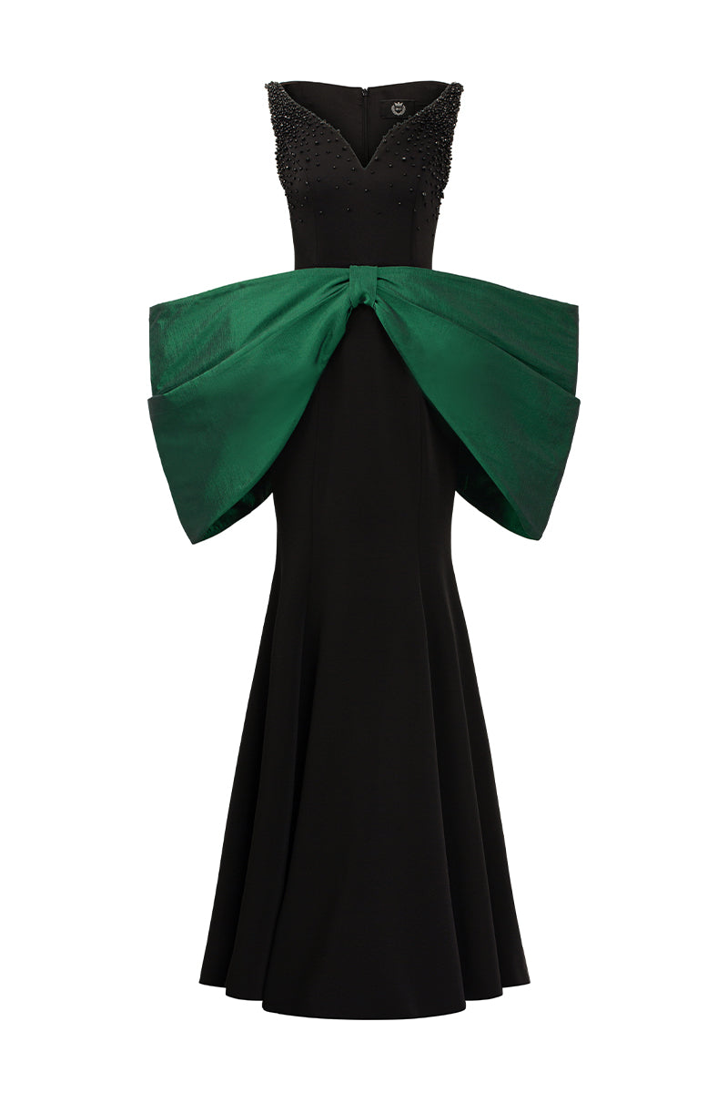 Sleeveless Mermaid Gown With Waist Bow