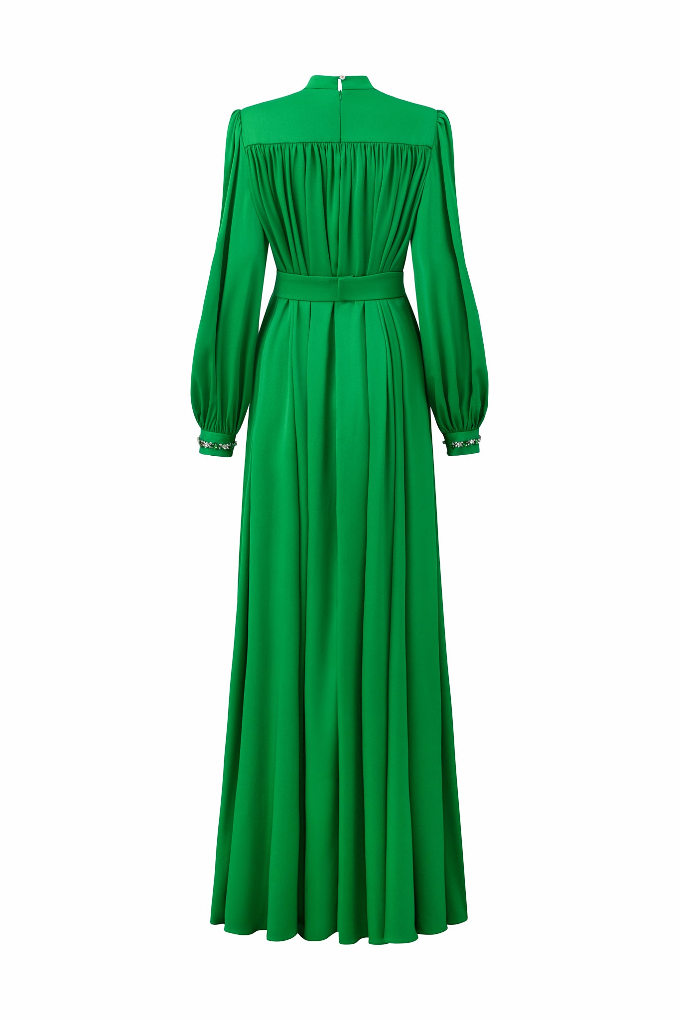 Tunic Evening Gown With High Neckline And Bouffant Sleeves