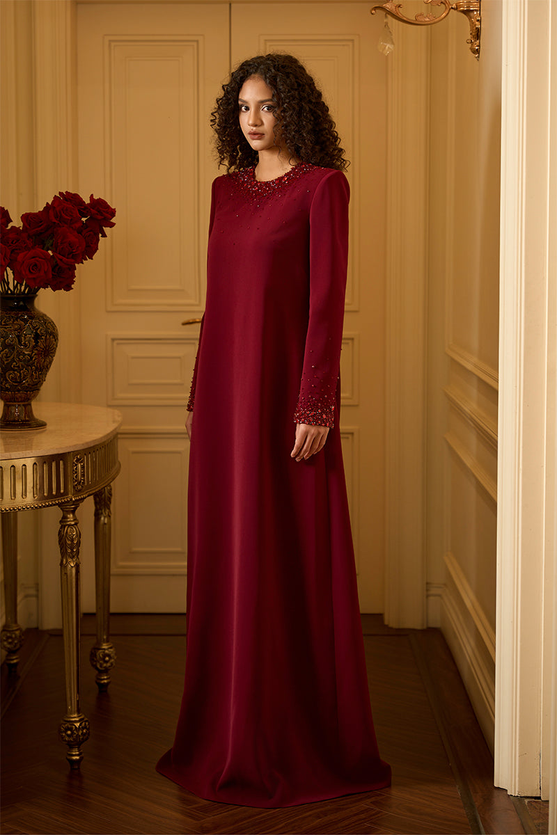 Tunic Evening Gown With Long Sleeves