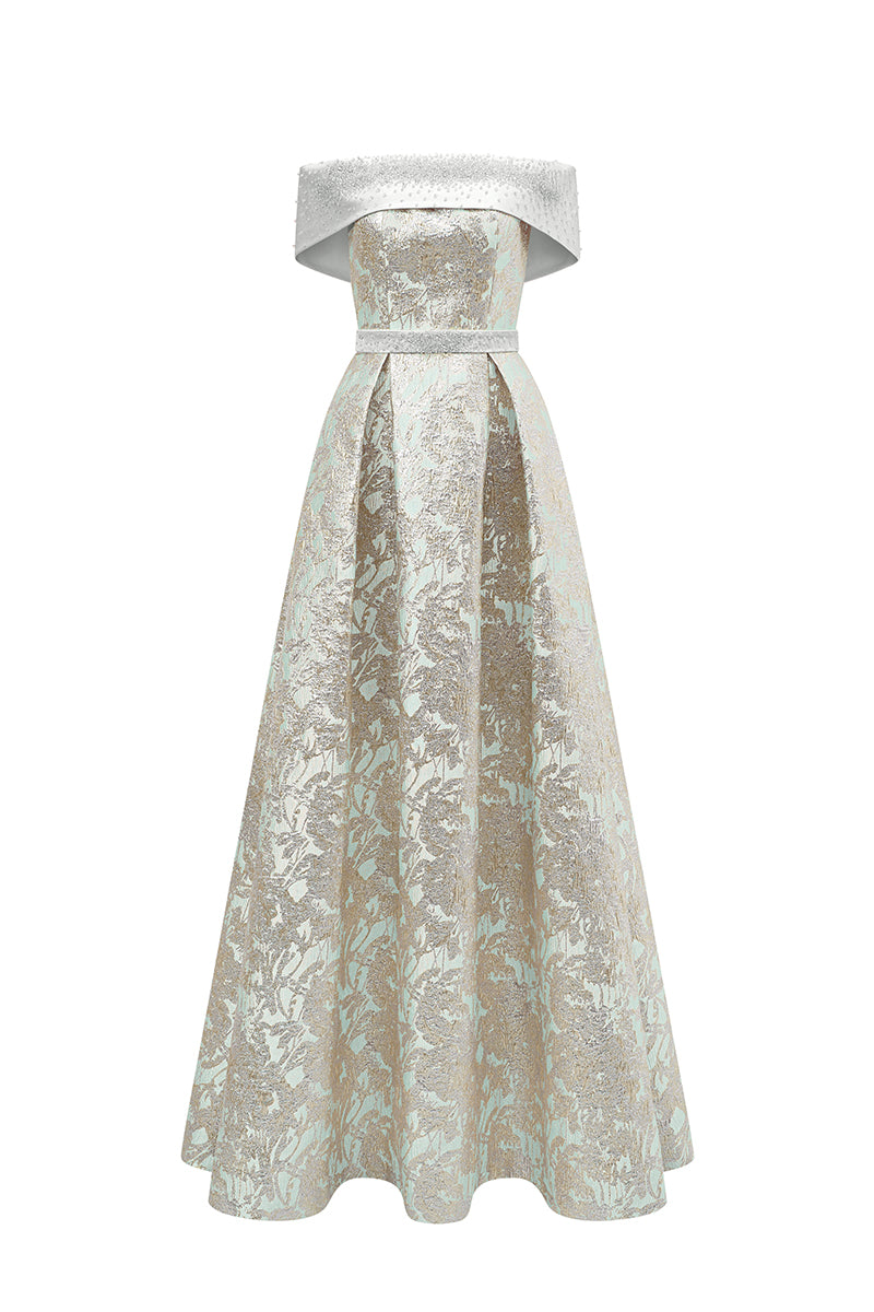 Bustier A-Line Gown In Green | I.H.F ATELIER