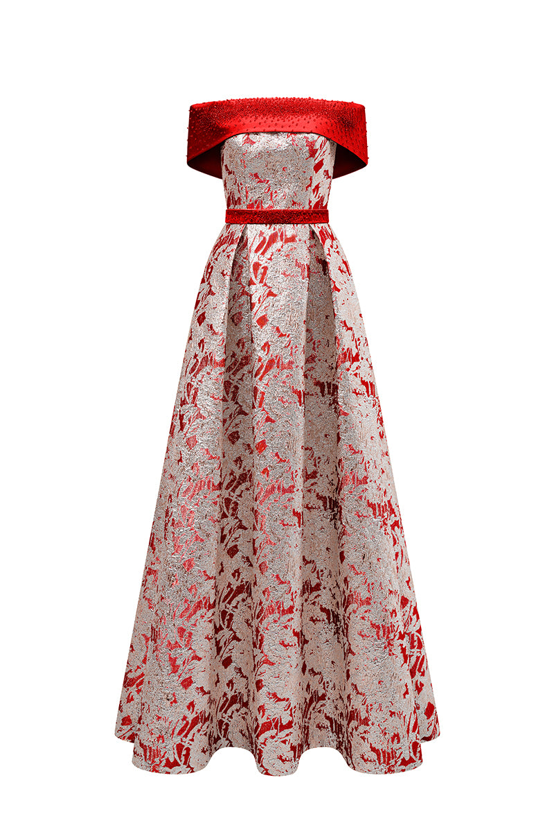Bustier A-Line Gown In Red | I.H.F ATELIER
