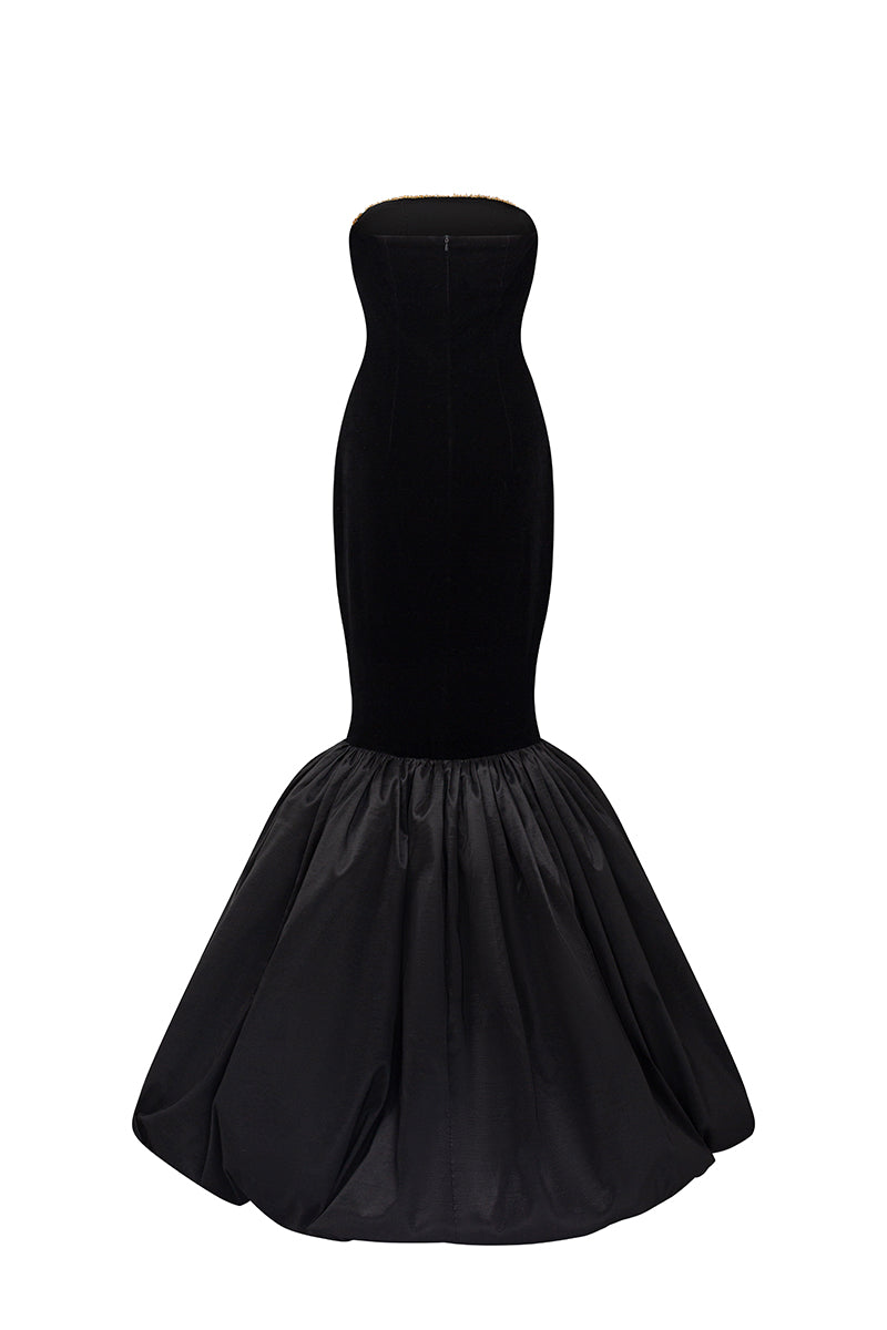 Bustier Gown With Ruffled Hem | I.H.F ATELIER