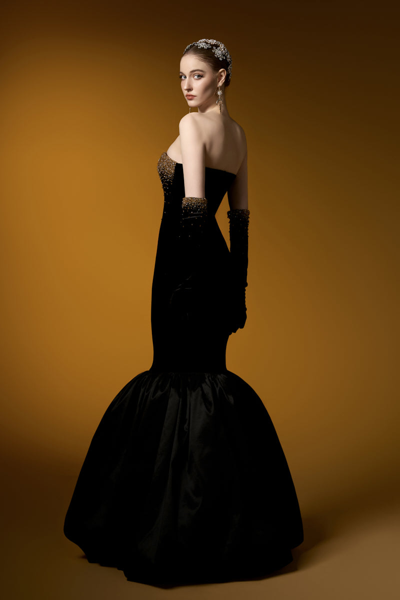 Bustier Gown With Ruffled Hem | I.H.F ATELIER