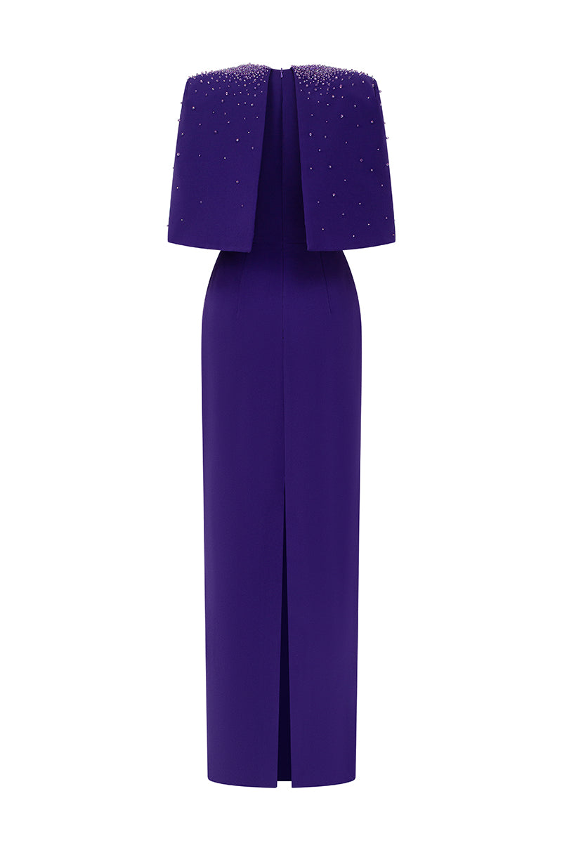 Column Dress With Elbow-length Cape Sleeves | I.H.F ATELIER