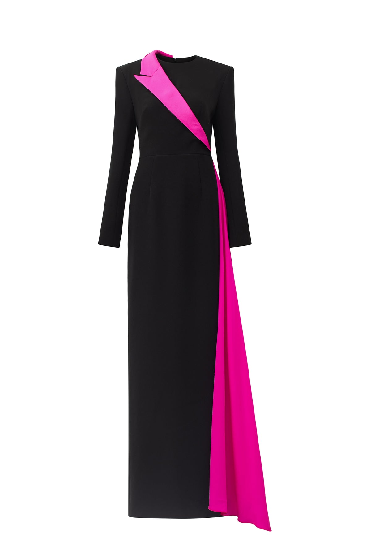 Column Evening Gown With One Peak Lapel Collar And Side-Attached Ribbon | I.H.F ATELIER
