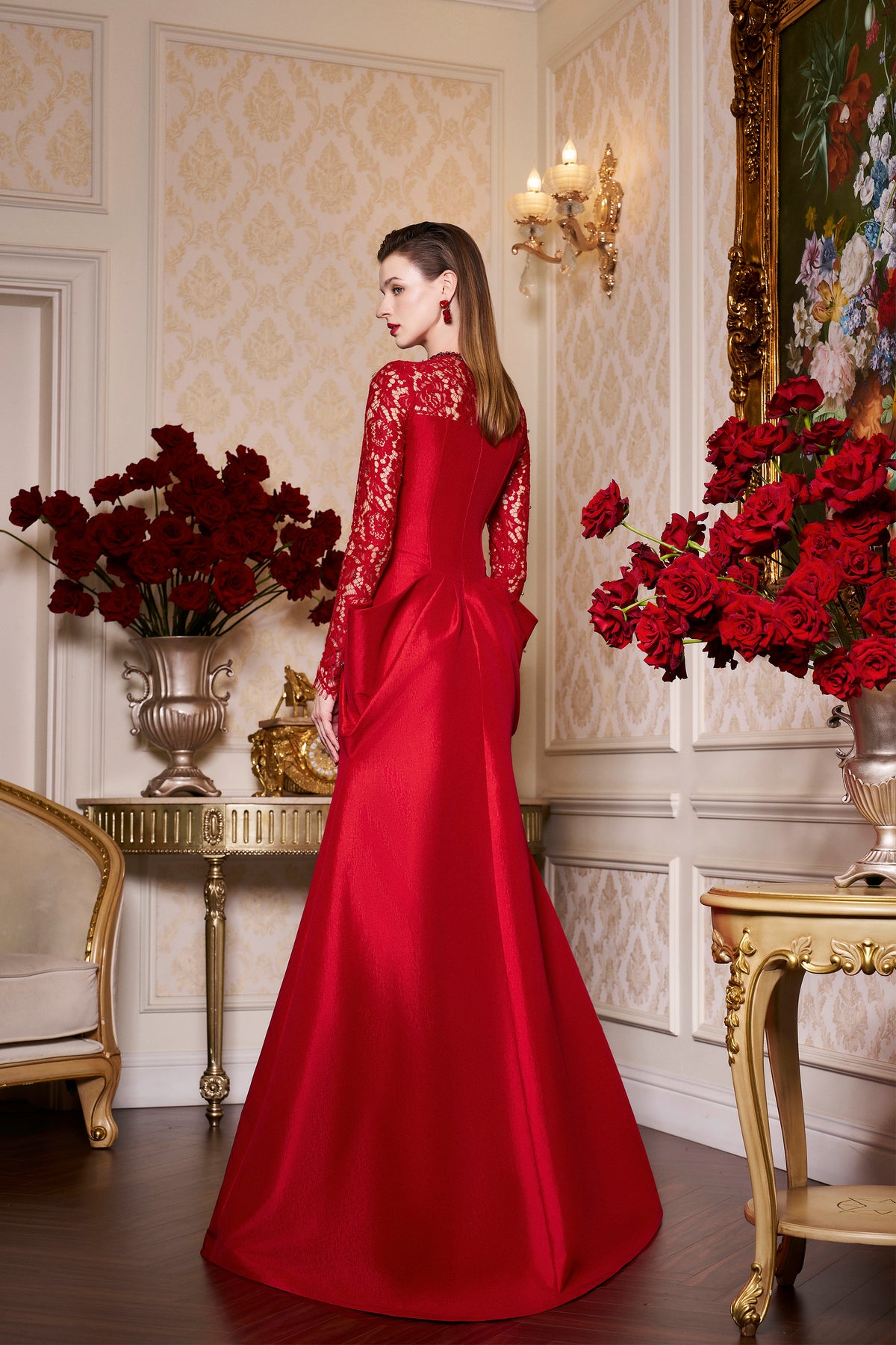 Long Sleeves With Draped Waist Gown | I.H.F ATELIER
