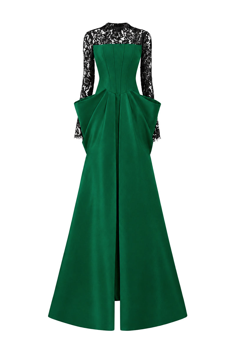 Long Sleeves With Draped Waist Gown | I.H.F ATELIER