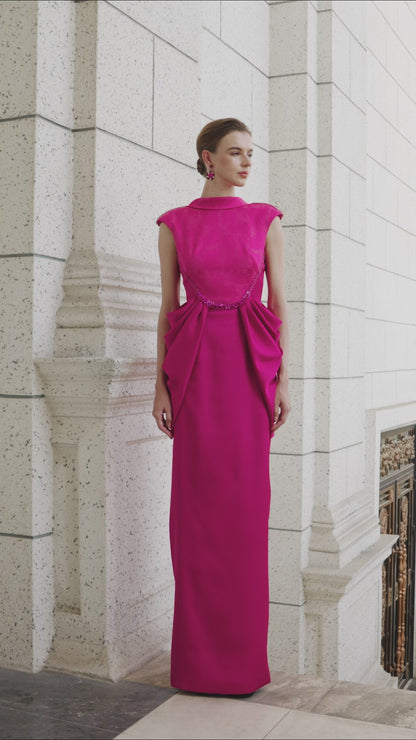 De-Constructed Collar With Draped Waist Detail Dress