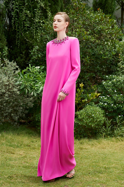 Tunic Evening Gown With Long Sleeves Cobalt / L / Crepe Tunic Evening Gown With Long Sleeves Cobalt / L / Crepe