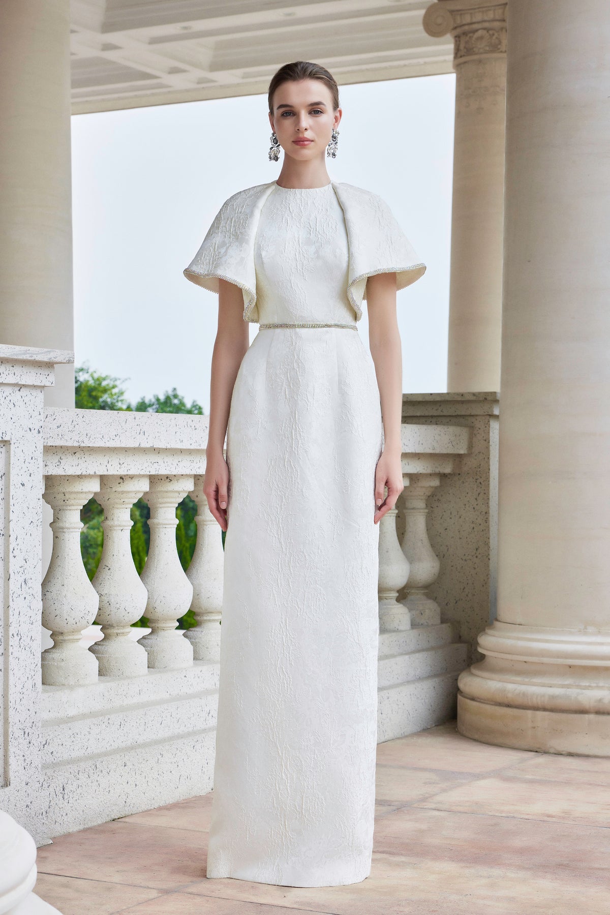 Round Neck Gown With Exaggerated Shoulders | I.H.F ATELIER