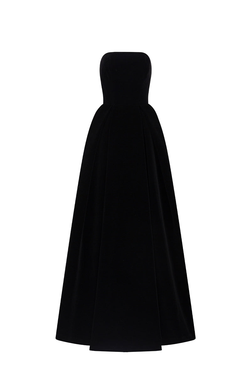 Sleeveless A-Line Gown With Mini Cape | I.H.F ATELIER
