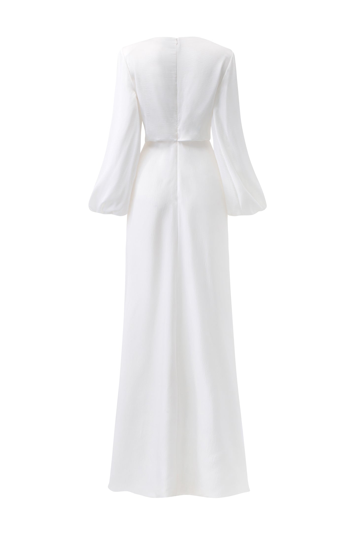White Draped Details Satin Dress