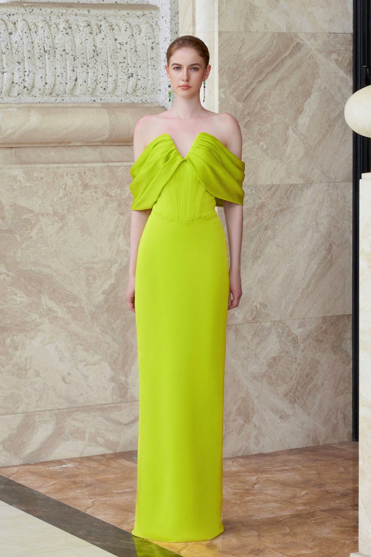 V-Cut Bustier Dress With Wrapped Shoulder | I.H.F ATELIER