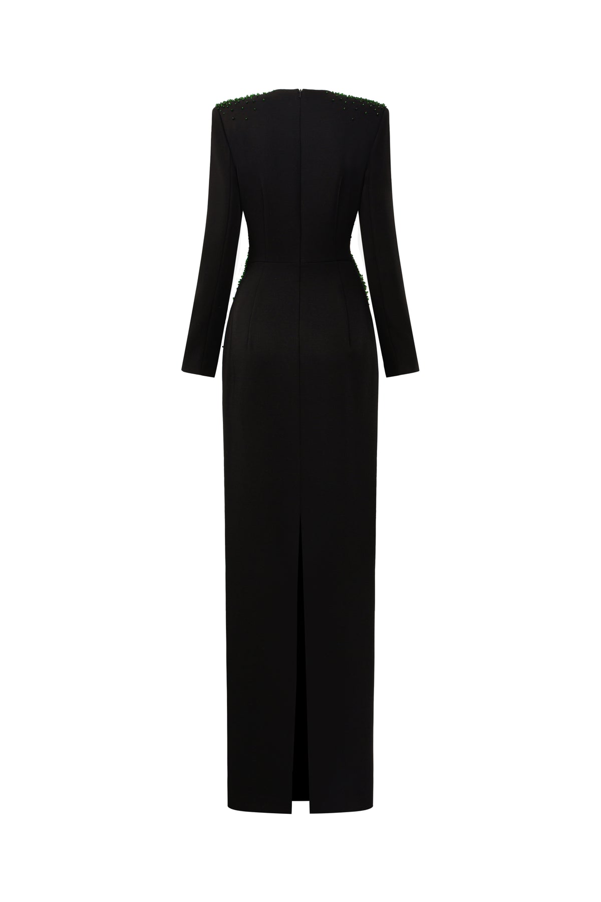 V-Neck Column Gown With Long Sleeves | I.H.F ATELIER